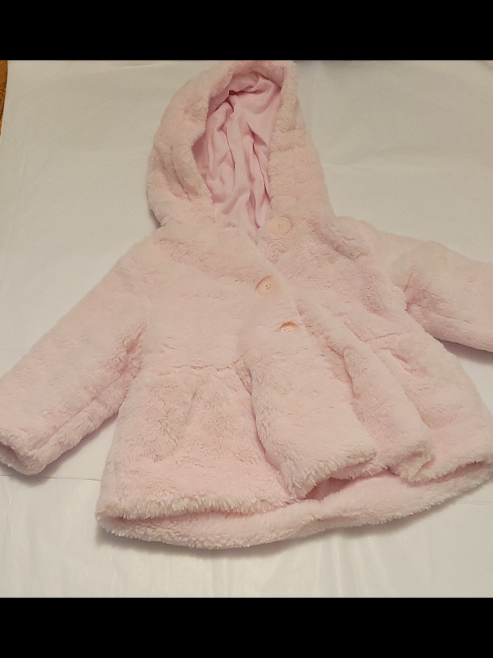 Soft Pink Hooded Faux-Fur Kids Coat